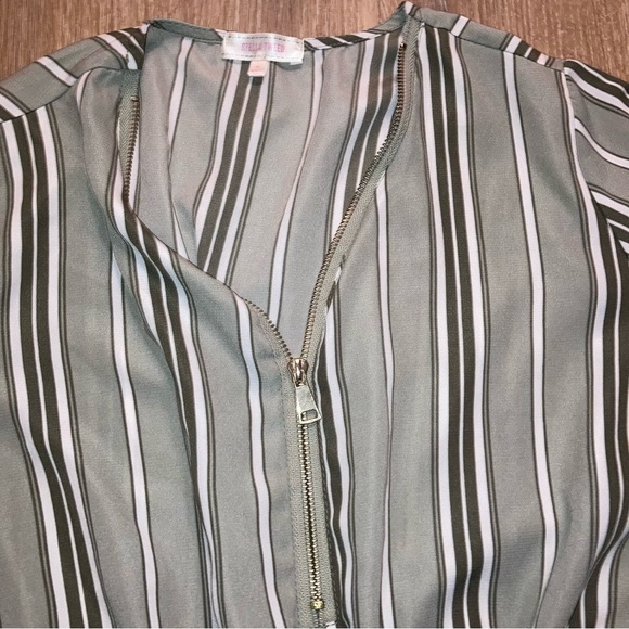 Stella Tweed Women’s Vertical Green Striped Dress with Zipper Neckline | Size M - Picture 3 of 10